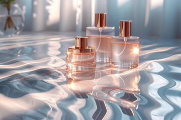 Luxury cosmetics and perfume bottle background