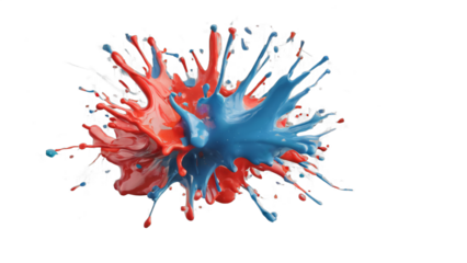 red and blue paint splash  isolated on white background , transparent png image