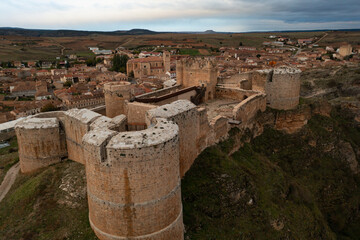 Aerial view of the Berlanga del Duero castle.