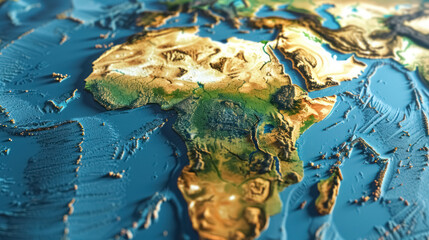 textured topographical map of africa with geographic details