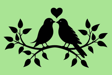Bird Silhouette on Branch Vector