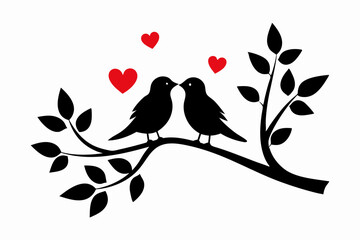 Bird Silhouette on Branch Vector