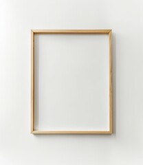 Obraz premium Wooden frame mockup on white wall with space for copying artwork.