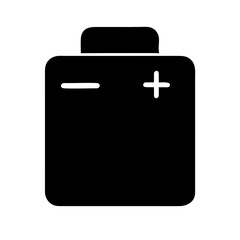 Black vector illustration of a battery on a transparent background. Suitable for energy designs, power supply graphics, and technology themes projects