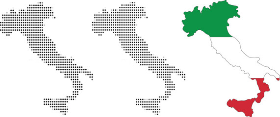 Italy map dotted vector illustration. Italy Map vector in Italy Flag 