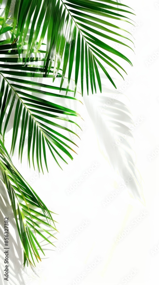 Wall mural palm leaf isolate on white background clipping path - Wall murals