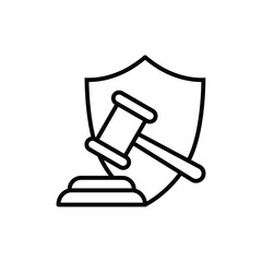 law icon  judge or auction hammer icon vector law protection sign 