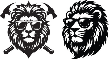 silhouette vector-style illustration of a lion head sunglasses