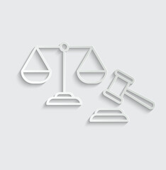 law icon  judge or auction hammer icon vector law protection sign 