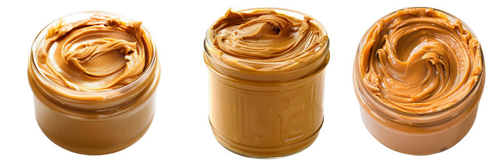 Set of Delicious Peanut Butter with Transparent Background. Perfect for food blogs, product advertisements, or gourmet cooking concepts