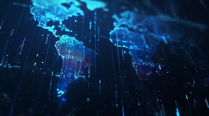 Fototapeta premium Stock market graph with blue and black colors on digital screen background.