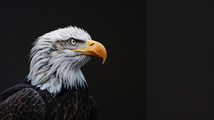 Obraz premium American bald eagle with black background. Close up portrait.