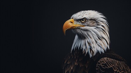 Obraz premium Detailed close-up of the feathers and eye of an American bald eagle.