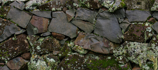 Rock and moss wall texture background