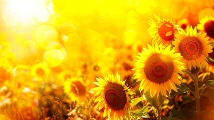 Obraz premium Sunflowers in the sun with blurred background.