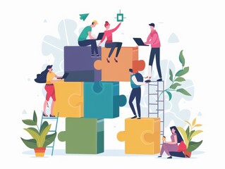 Teamwork at its finest: Collaborative group of professionals assisting each othertasks.