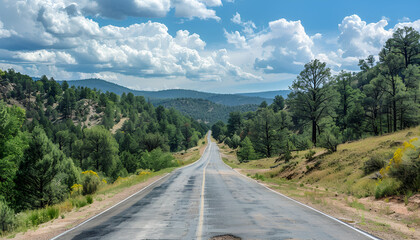 asphalt highway and Natural Landscape background