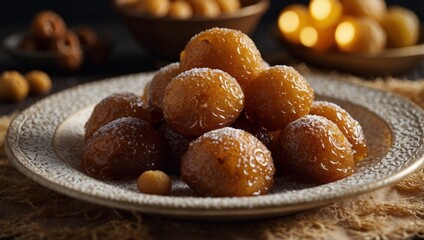 Fried Makrout - Algerian semolina, dates and honey sweets, traditional North Africa sweet food for islam holidays like Ramadan and Eid.