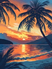 A beautiful sunset over a tranquil beach