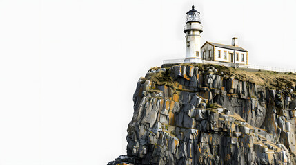 skye island nest point lighthouse in highland isolated on white background, png