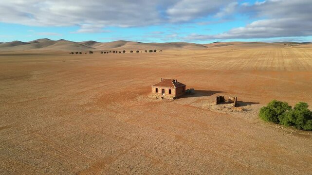Aerial drone shot of the Midnight Oil House in Burra, South Australia.