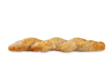 Braid filo dough Greek pie with filling on a white isolated background