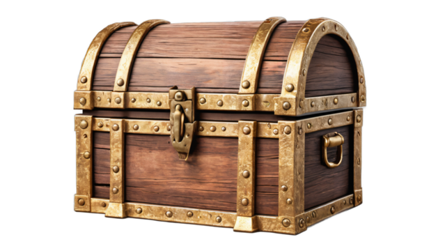 old wooden chest isolated on white background , transparent png image
