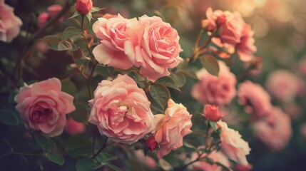 Old picture of lovely pink roses