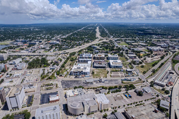 Beautiful aerial view of the Tampa bay City, it's Skyscrapers and Ybor city