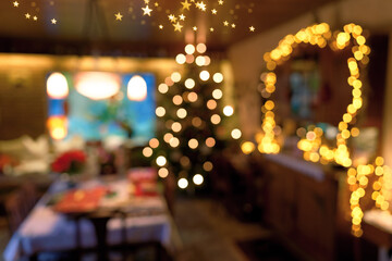 Blurred Christmas Lights Living Room Scene