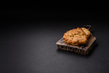 Delicious fried chicken chops with salt, spices and herbs