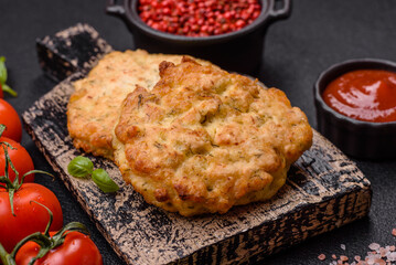 Delicious fried chicken chops with salt, spices and herbs