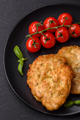 Delicious fried chicken chops with salt, spices and herbs