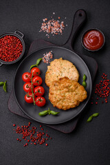 Delicious fried chicken chops with salt, spices and herbs