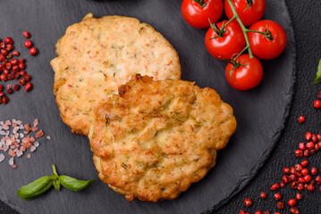 Delicious fried chicken chops with salt, spices and herbs