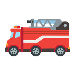 Fire truck vector flat design. Vehicles icons.	