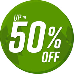 Sale 50% off banner, discount tag on transparent background, PNG 