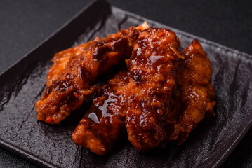 Delicious chicken fillet sliced and baked with teriyaki sauce