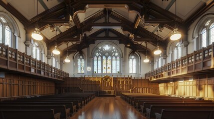 Historic Prestigious Academic Institution Main Hall with Grand Architecture for Educational Design