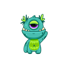 Cute cartoon monster on white background. Monster Icon. Happy Alien. Doodle Funny monster. Vector illustration
