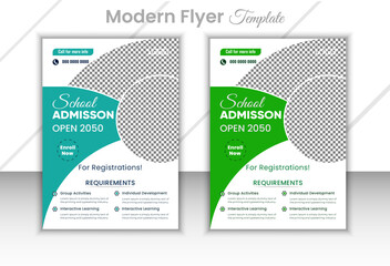 education admission flyer or school admission flyer design template