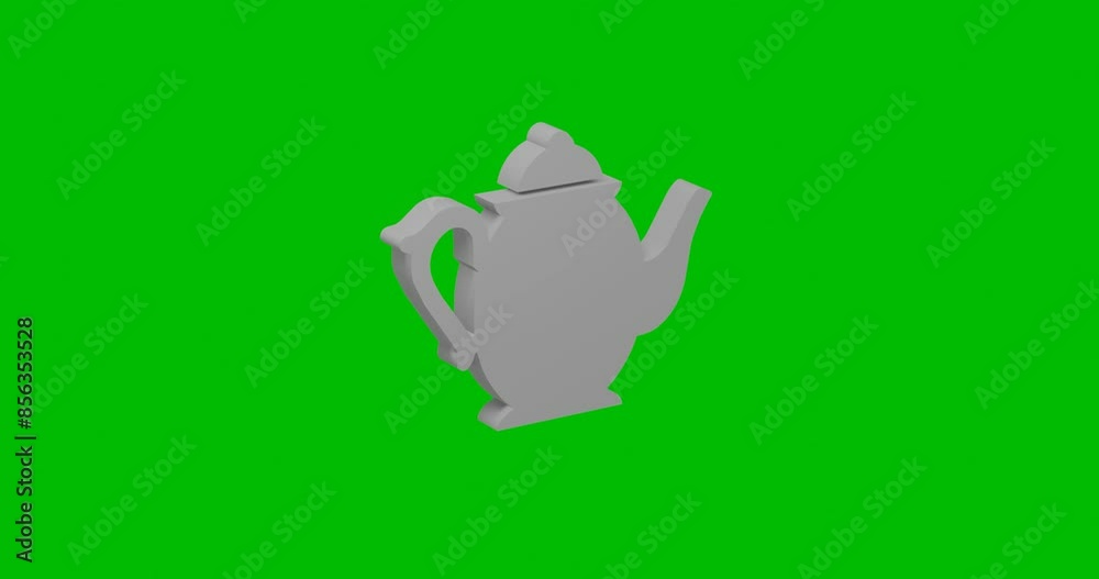 Poster animation of rotation of a white teapot with shadow. simple and complex rotation. seamless looped 4k