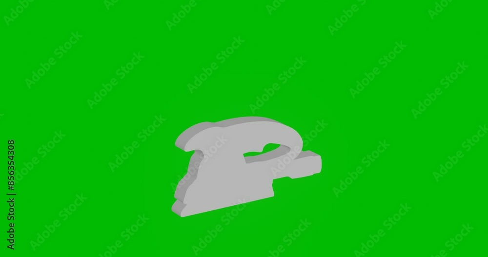 Poster animation of rotation of a white sanding machine symbol with shadow. simple and complex rotation. se