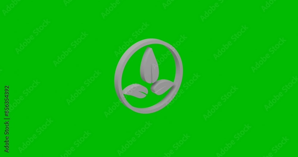 Poster animation of rotation of a white ecology symbol with shadow. simple and complex rotation. seamless l