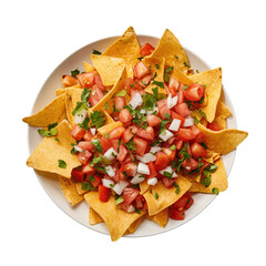 Fresh Tomato and Onion Nachos, PNG, isolated on transparent background.