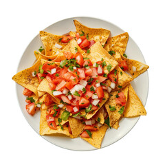 Fresh Tomato and Onion Nachos, PNG, isolated on transparent background.