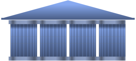 Four pillars : blue isolated temple, charter concept.
