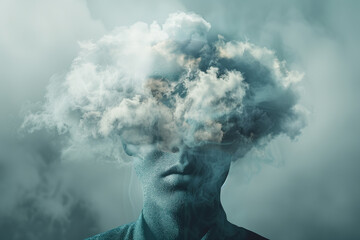 Surreal Art of a Person With a Cloud for a Head