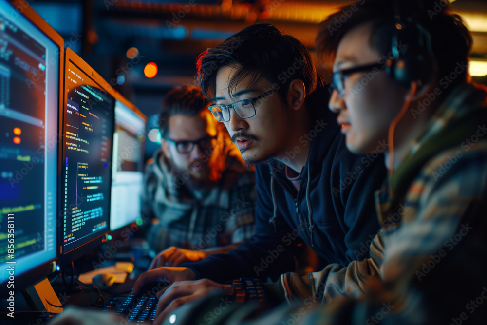 Poster Software Developers Working on Source Code in an Office Setting