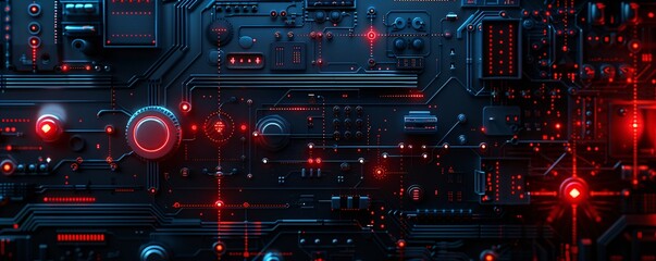 Obraz premium surreal modern and dark design background with red glowing parts